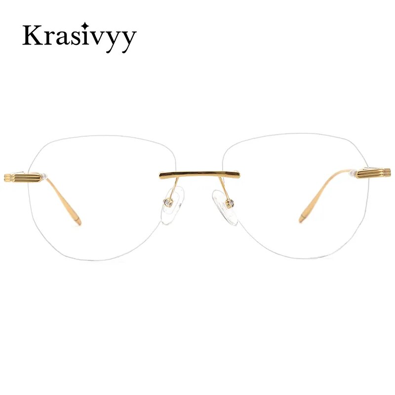 Krasivyy Men's Rimless Oval Titanium Acetate Eyeglasses Kr16084 Rimless Krasivyy   