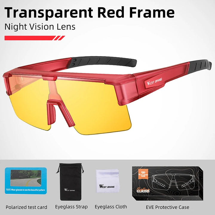 West Biking Unisex Semi Rim Square Polycarbonate Over Frame Sunglasses 930703