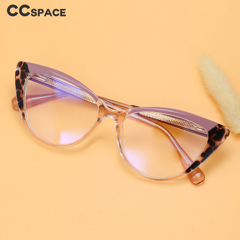 CCSpace Women's Full Rim Square Cat Eye Tr 90 Titanium Eyeglasses 56208 Full Rim CCspace   