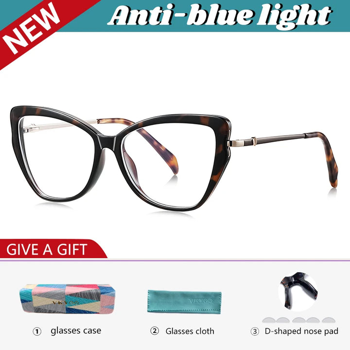 Vicky Women's Full Rim Oval Butterfly Tr 90 Alloy Reading Glasses 77236