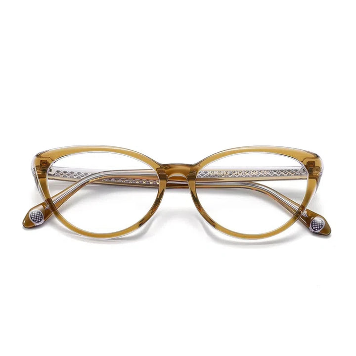 Aror Women's Full Rim Oval Cat Eye Acetate Eyeglasses 19586