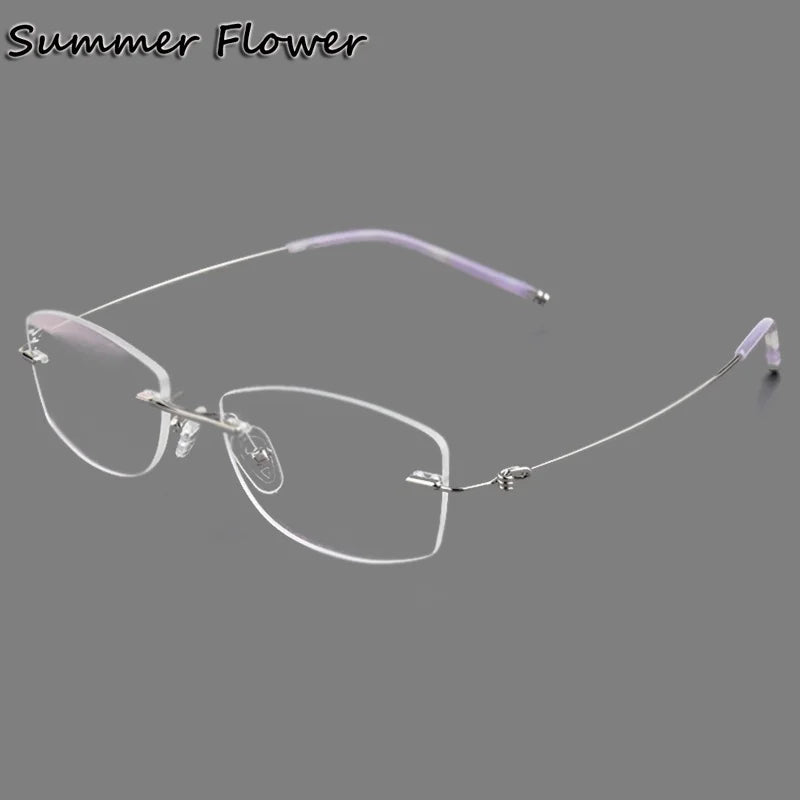 Summer Flower Women's Rimless Square Oval Titanium Eyeglasses 68587