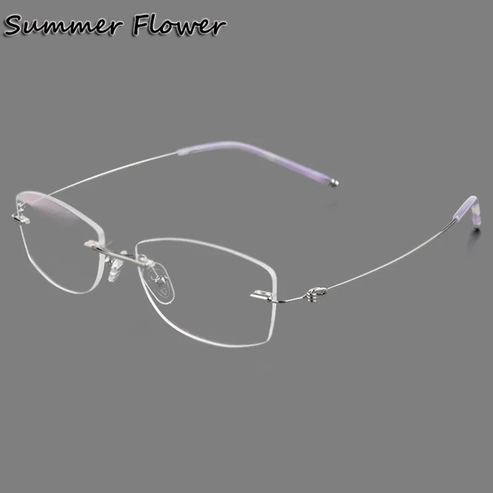 Summer Flower Women's Rimless Square Oval Titanium Eyeglasses 68587