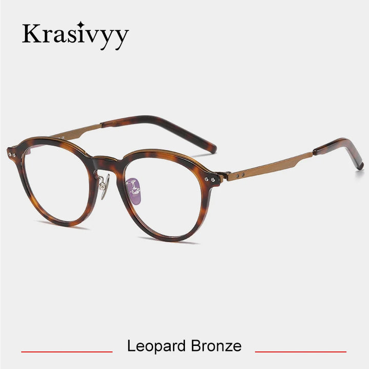 Krasivyy Unisex Full Rim Round Acetate Titanium Eyeglasses 942113