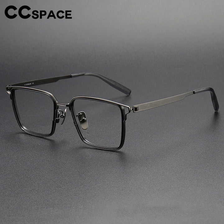 CCspace Unisex Full Rim Square Titanium Eyeglasses 301375 Full Rim CCspace   