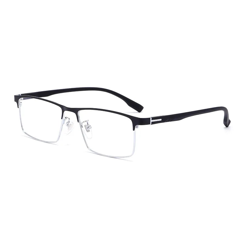 Yimaruili Men's Full Rim Square Tr 90 Alloy Eyeglasses Y9522 Full Rim Yimaruili Eyeglasses Black Silver  