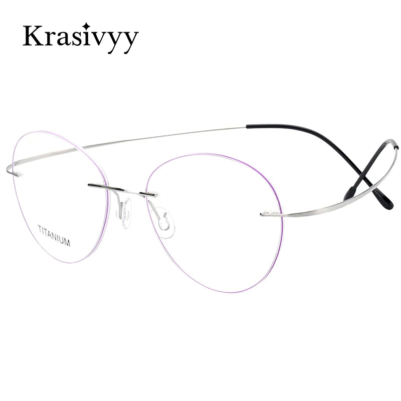 Krasivyy Unisex Rimless Round Titanium Prescription Eyeglasses KR6019