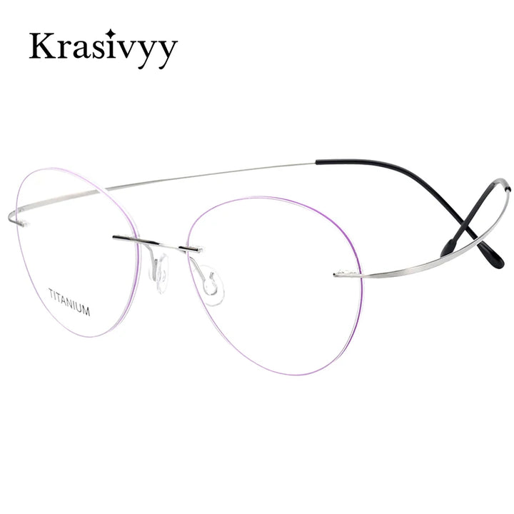 Krasivyy Unisex Rimless Round Titanium Prescription Eyeglasses KR6019