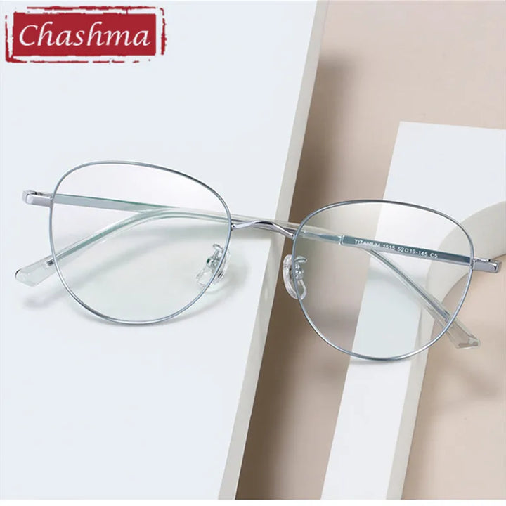 Chashma Ottica Women's Full Rim Oval Round Titanium Eyeglasses 15154