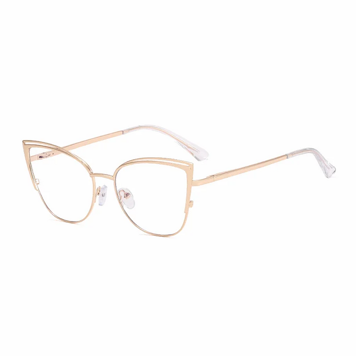 Ralferty Women's Full Rim Square Cat Eye Alloy Eyeglasses R8206 Full Rim Ralferty C8 Gold CHINA 