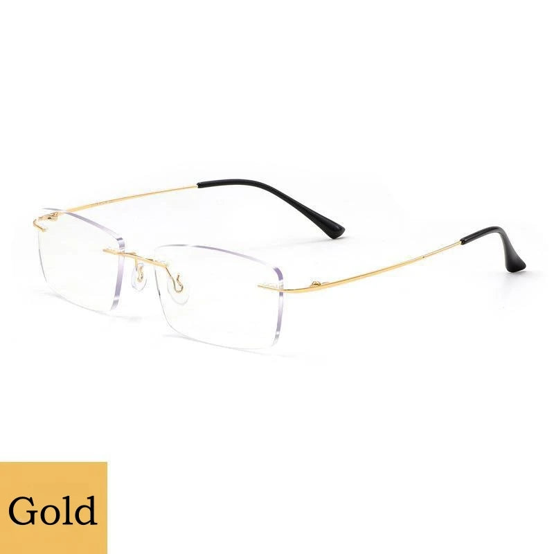 Yimaruili Unisex Rimless Square Alloy Reading Glasses 8171 Reading Glasses Yimaruili Eyeglasses Gold +350