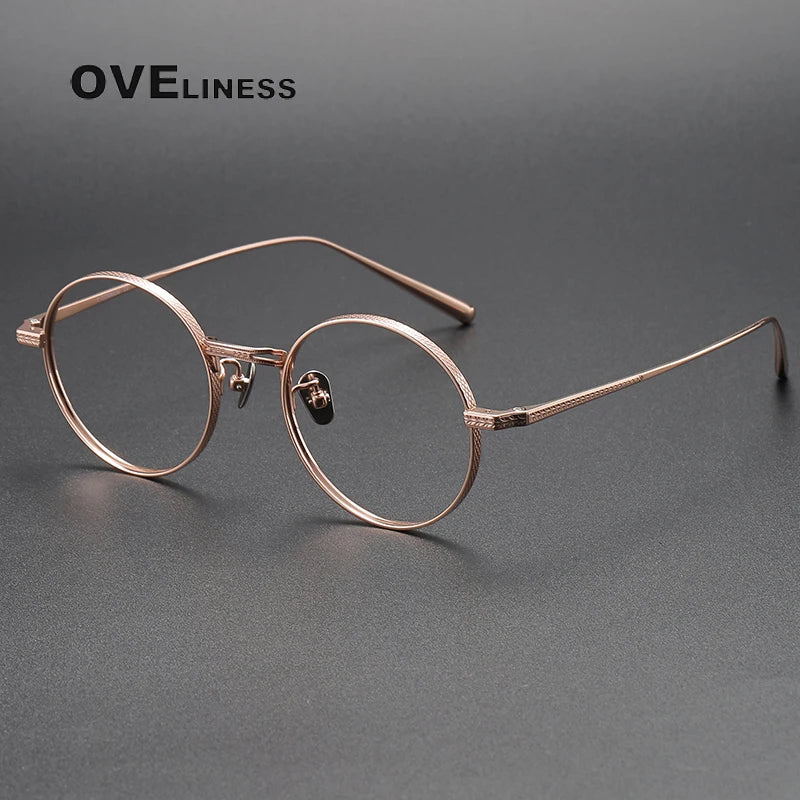 Oveliness Unisex Full Rim Round Oval Titanium Eyeglasses 19026 Full Rim Oveliness rose gold  