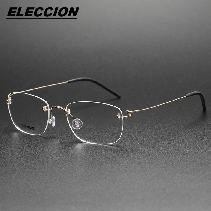 Eleccion Women's Rimless Oval Square Titanium Eyeglasses 2497