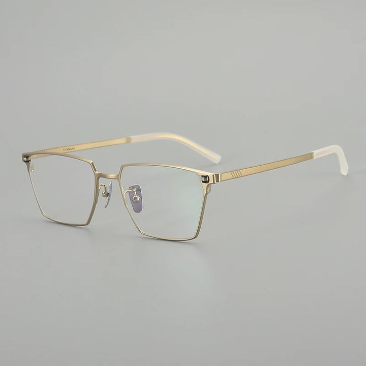Muzz Men's Full Rim Polygon Square Titanium Eyeglasses 86008