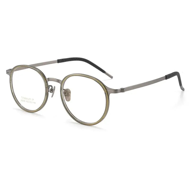 Gatenac Unisex Full Rim Oval Round Acetate Titanium Eyeglasses 226006 FuzWeb