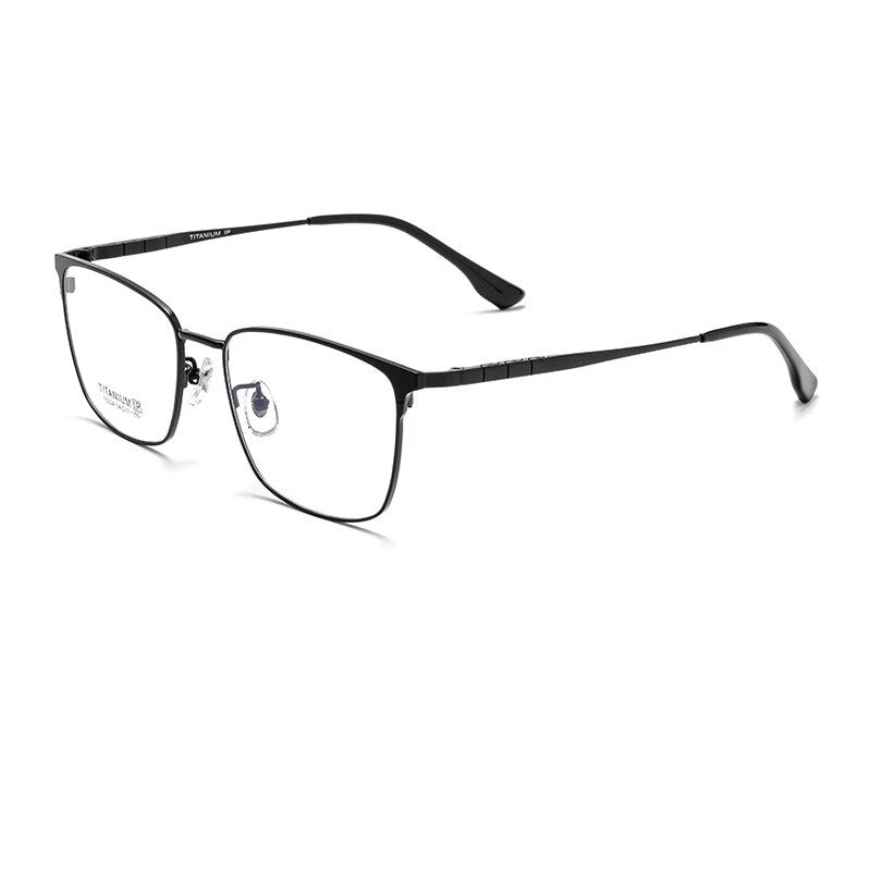 KatKani Unisex Full Rim Square Titanium Eyeglasses 15324p Full Rim KatKani Eyeglasses Black  