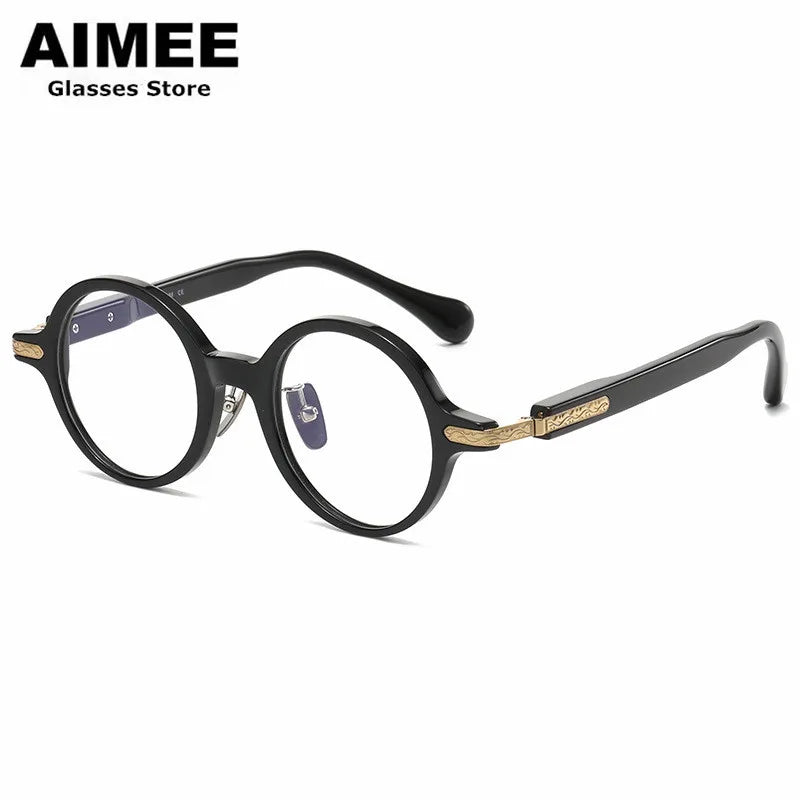 Aimee Unisex Full Rim Round Titanium Acetate Eyeglasses 80854 Full Rim Aimee   