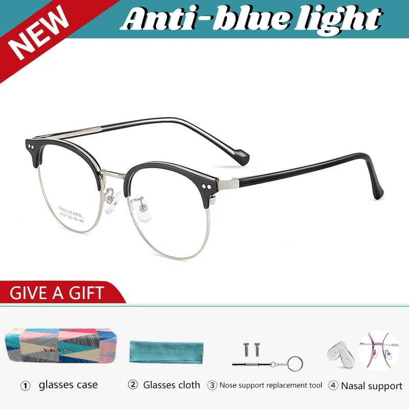 Vicky Men's Full Rim Oval Alloy Acetate Reading Glasses 8037 Reading Glasses Vicky +150 8037-C2