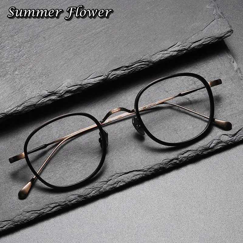 Summer Flower Women's Full Rim Square Acetate Titanium Eyeglasses 137141