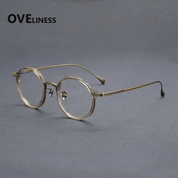 Oveliness Women's Full Rim Round Titanium Acetate Eyeglasses 922403