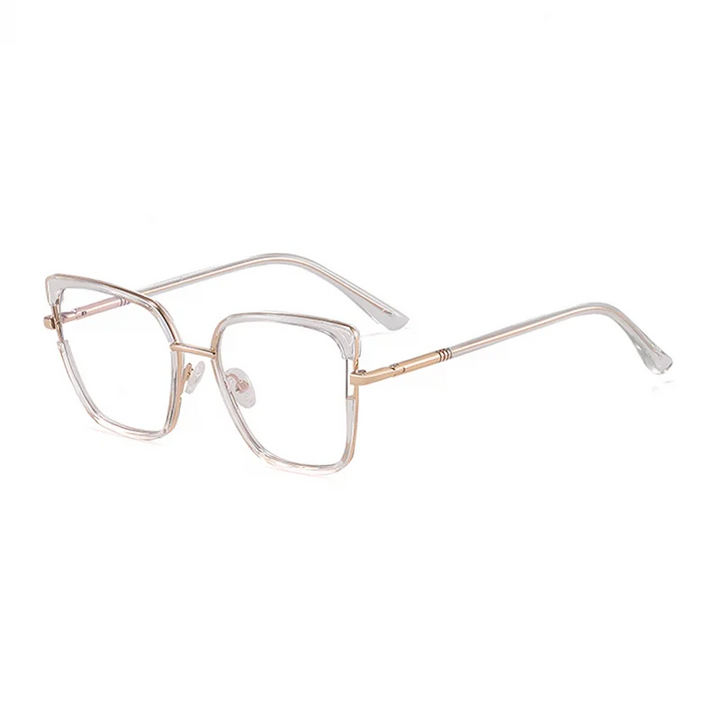 Ralferty Women's Full Rim Big Square Tr 90 Acetate Eyeglasses R83602 Full Rim Ralferty C2 Transparent CHINA 