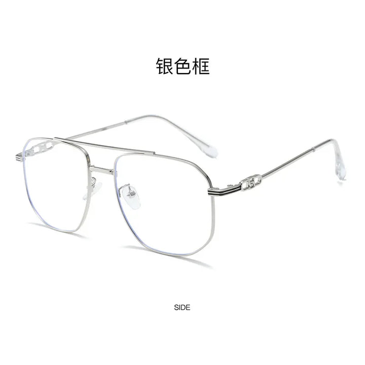 Aror Men's Full Rim Square Double Bridge Alloy Eyeglasses 34942