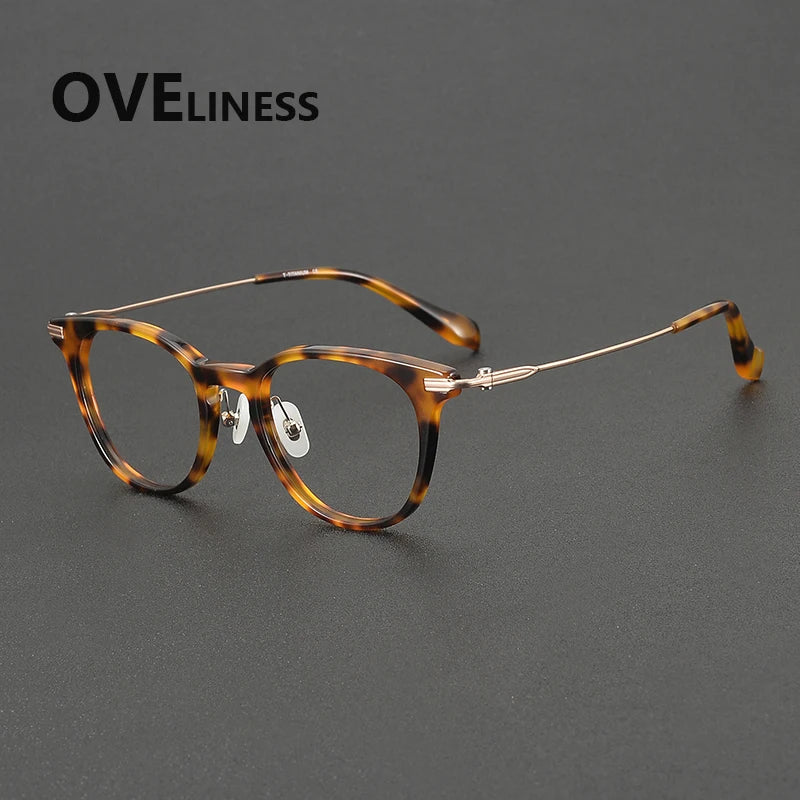 Oveliness Unisex Full Rim Oval Square Acetate Titanium Eyeglasses 90002