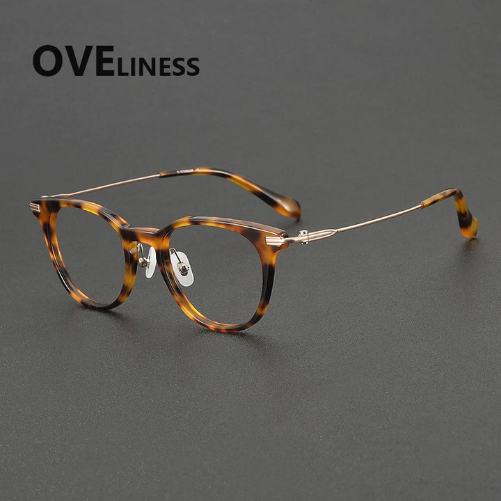 Oveliness Unisex Full Rim Oval Square Acetate Titanium Eyeglasses 90002