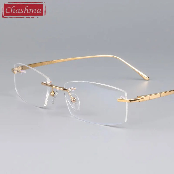 Chashma Ottica Women's Rimless Square Titanium Eyeglasses 46379 Rimless Chashma Ottica Gold