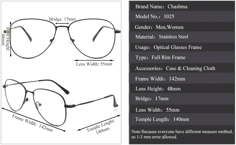Chashma Ottica Unisex Full Rim Oval Steel Eyeglasses Clip On Sunglasses 102544