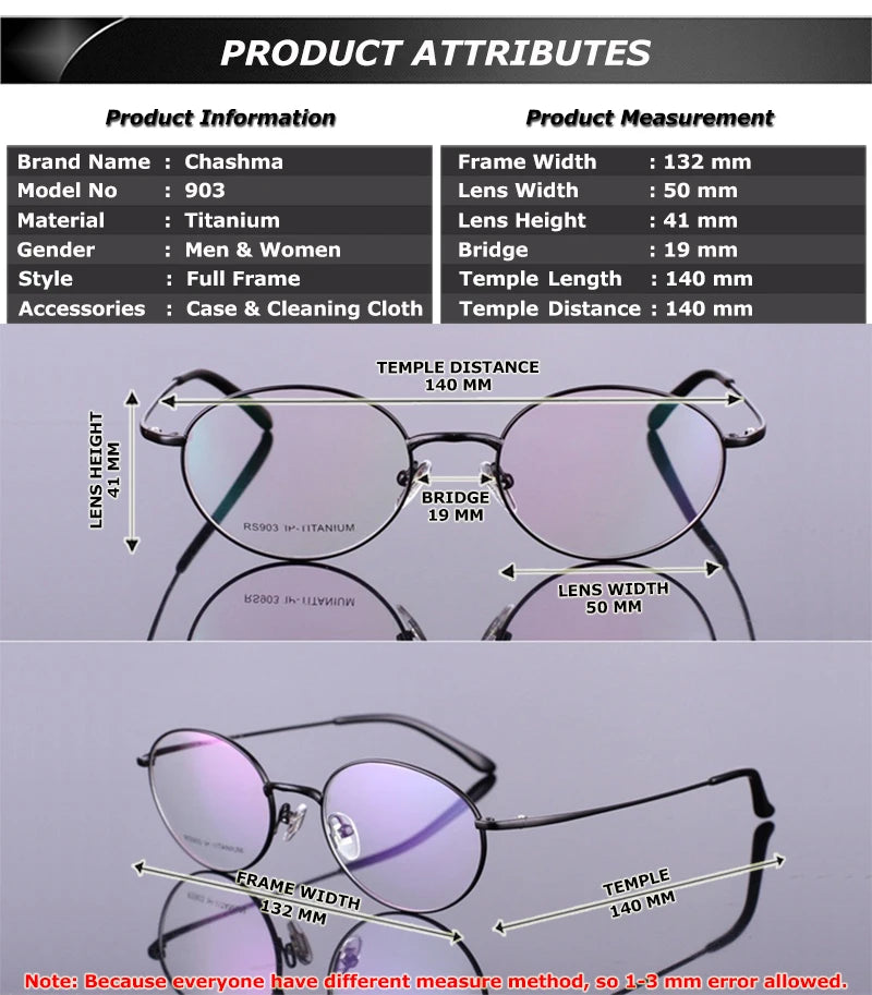Chashma Women's Full Rim Oval Round Titanium Eyeglasses 74903