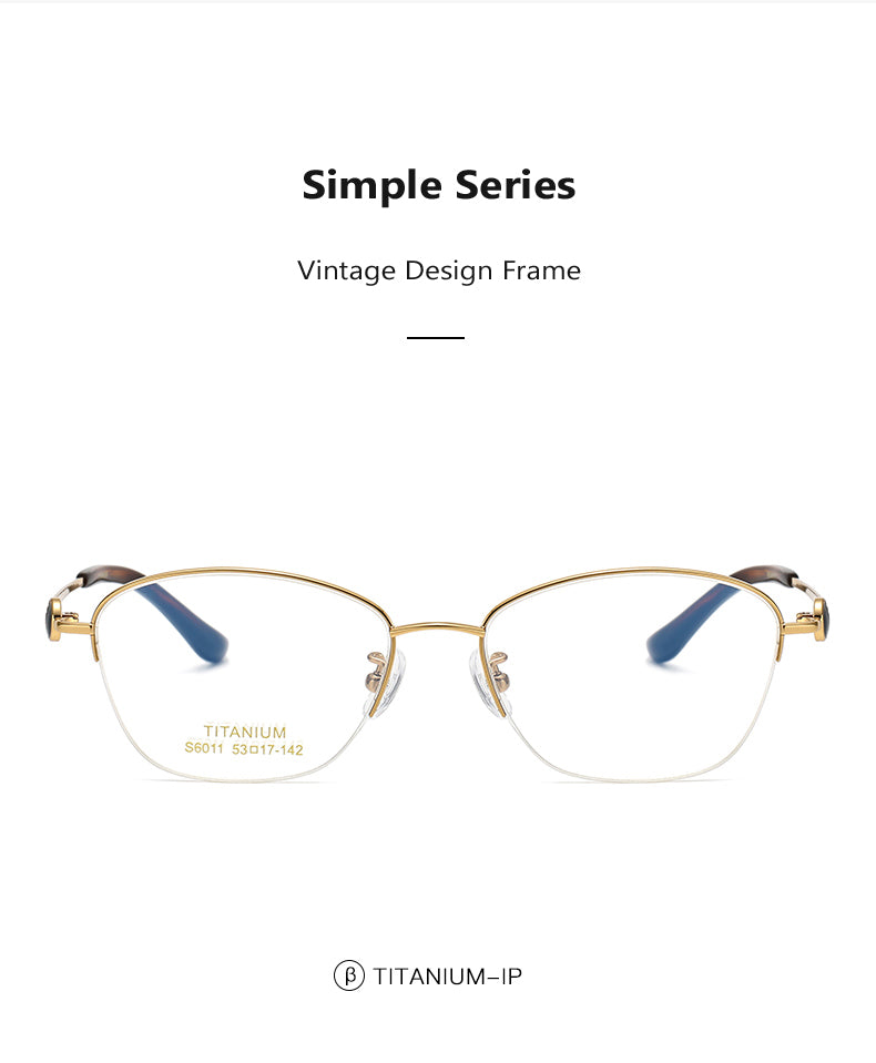 Oveliness Women's Semi Rim Oval Square Titanium Eyeglasses 196011.