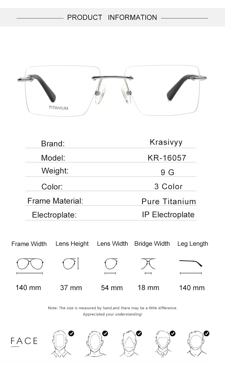 Krasivyy Womens Rimless Flat Top Square Titanium Eyeglasses 316057 — view 1 | Krasivyy at FuzWeb