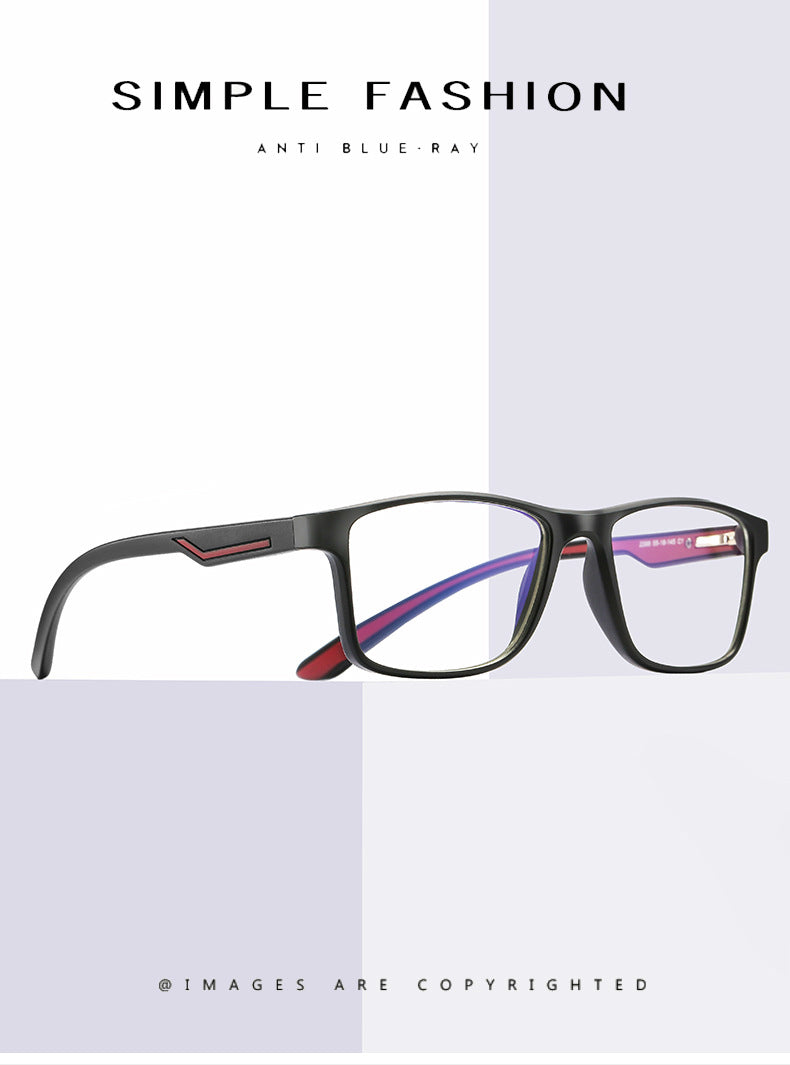 Mens Tr 90 Full Rim Square Frame Eyeglasses Anti Blue Light — view 1 | Bclear at FuzWeb