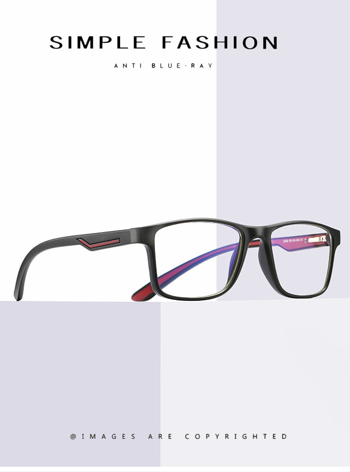 Mens Tr 90 Full Rim Square Frame Eyeglasses Anti Blue Light — view 1 | Bclear at FuzWeb