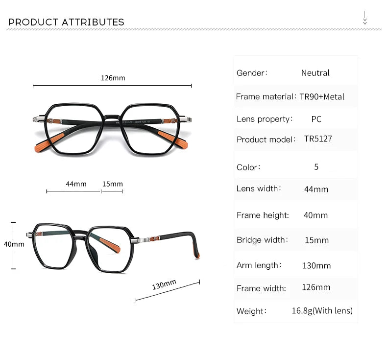 Vicky Youth Unisex Full Rim Polygonal Tr 90 Titanium Eyeglasses 5127 — view 6 | Vicky at FuzWeb