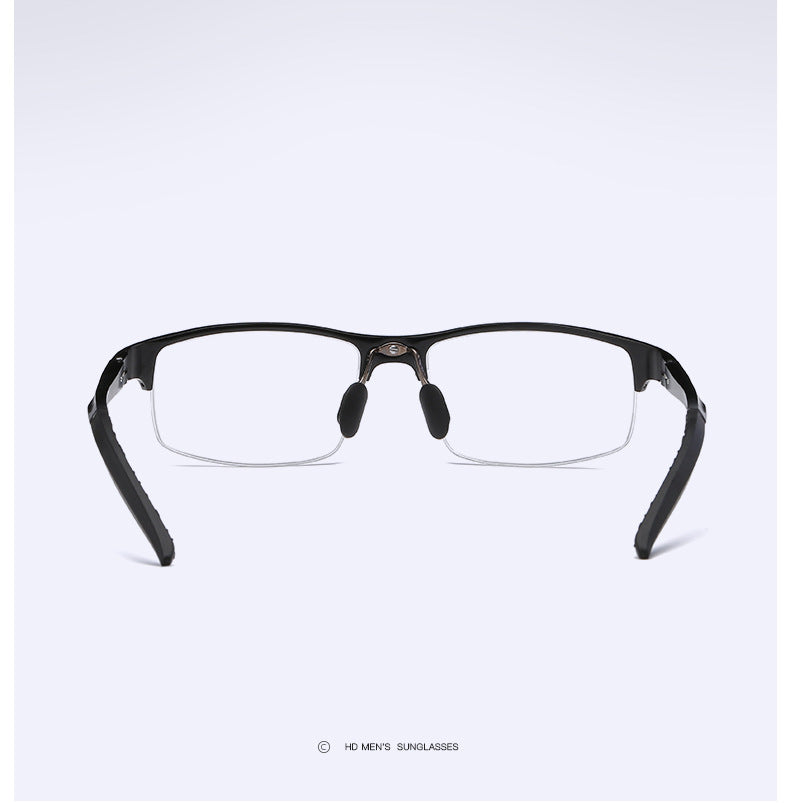 Hdcrafter Mens Semi Rim Square Rectangle Aluminun Alloy Frame Eyeglasses L8177 — view 7 | Hdcrafter Eyeglasses at FuzWeb