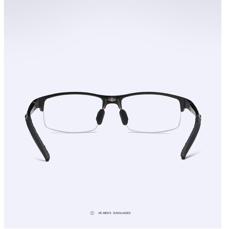 Hdcrafter Mens Semi Rim Square Rectangle Aluminun Alloy Frame Eyeglasses L8177 — view 7 | Hdcrafter Eyeglasses at FuzWeb