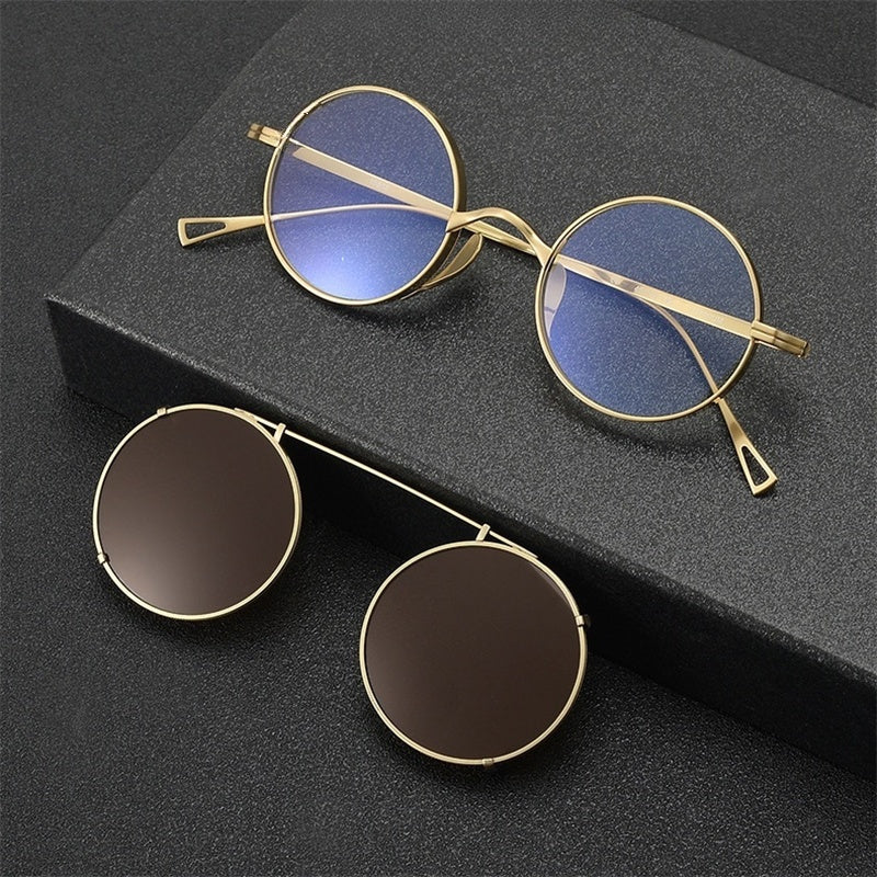Chashma Ottica Womens Full Rim Round Titanium Eyeglasses Clip On Sunglasses 710518 — view 2 | Chashma Ottica at FuzWeb