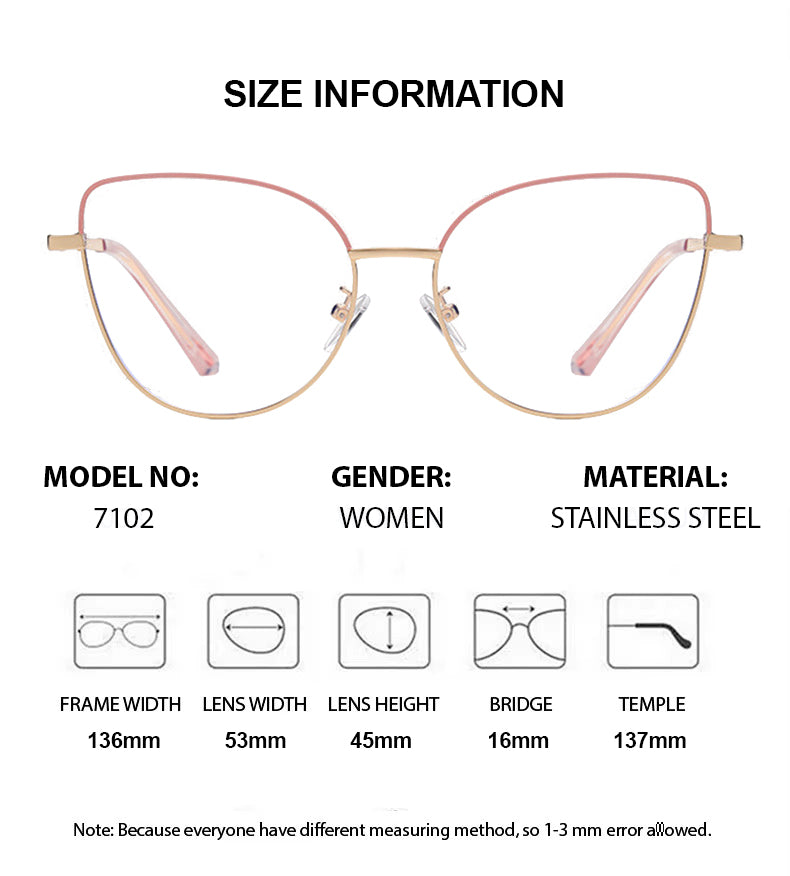 Summer Flower Womens Full Rim Cat Eye Steel Eyeglasses Clip On Sunglasses 617102 — view 1 | Summer Flower at FuzWeb