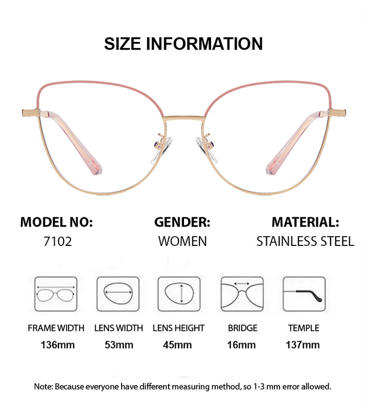 Summer Flower Womens Full Rim Cat Eye Steel Eyeglasses Clip On Sunglasses 617102 — view 1 | Summer Flower at FuzWeb