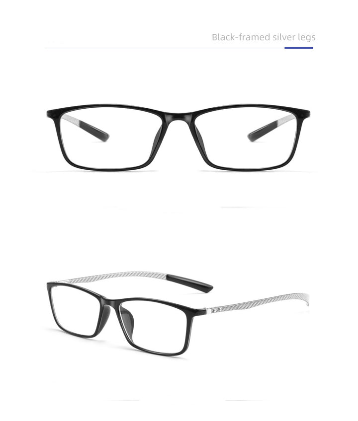 Kocolior Unisex Full Rim Square Carbon Fibre Tr 90 Hyperopic Reading Glasses 0017.