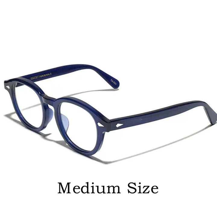 Yimaruili Unisex Full Rim Round Acetate Eyeglasses Three Sizes Y1915 Full Rim Yimaruili Eyeglasses M Blue  