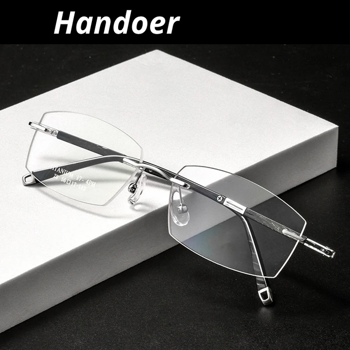 Handoer Women's Rimless Square Polygon Titanium Eyeglasses 369118