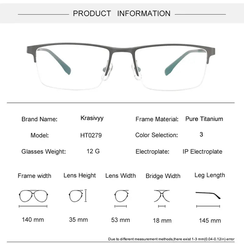 Krasivyy Unisex Semi Rim Square Titanium Eyeglasses 30279 — view 2 | Krasivyy at FuzWeb