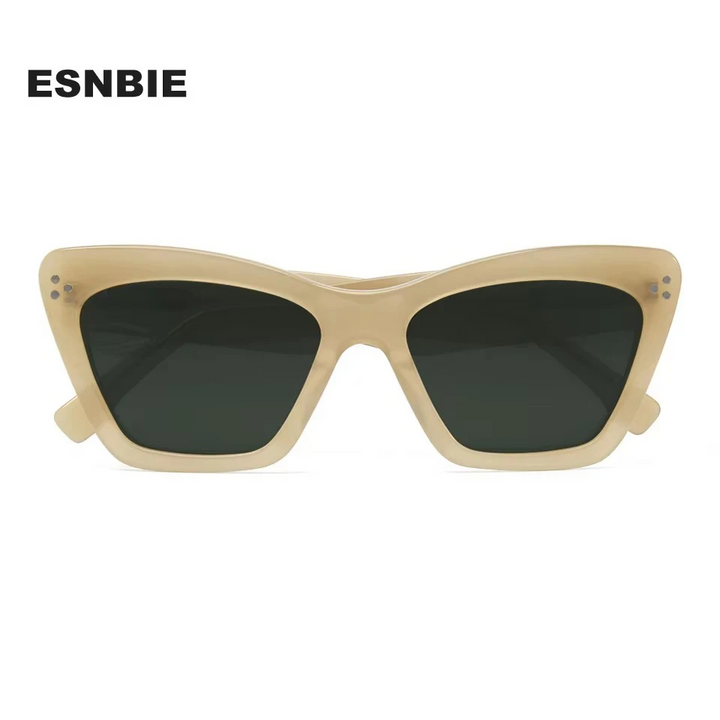 Esnbie Women's Full Rim Polygon Cat Eye Acetate Sunglasses 230201