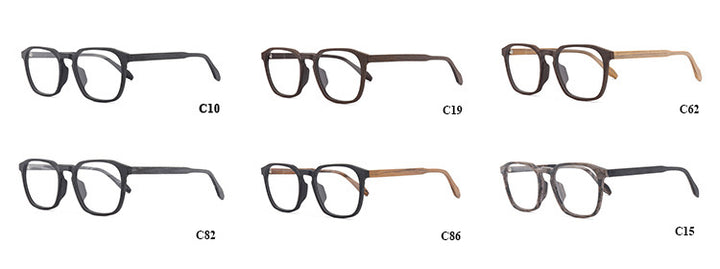 Hdcrafter Unisex Full Rim Square Wood Alloy Eyeglasses 1692.