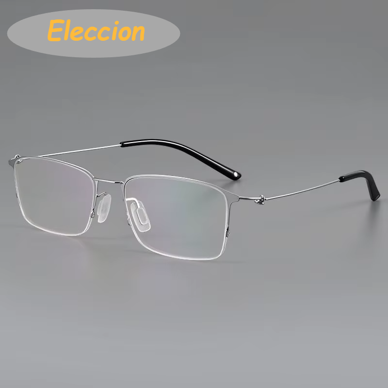 Eleccion Unisex Semi Rim Square Screwless Titanium Eyeglasses 64295