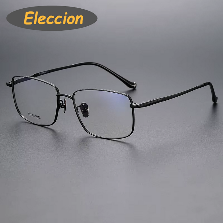 Eleccion Women's Full Rim Polygon Square Titanium Eyeglasses 80902 Full Rim Eleccion Black