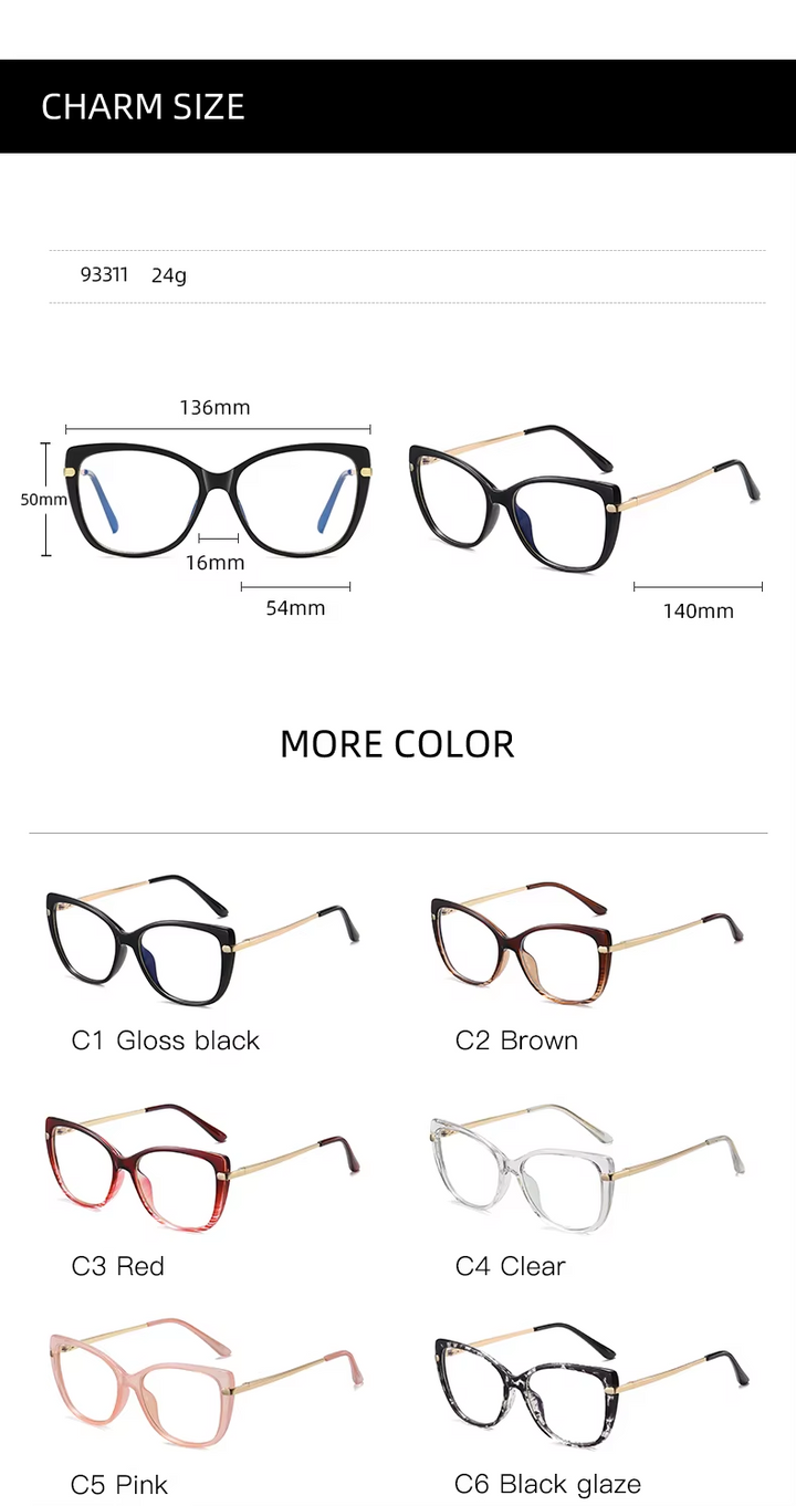 Handoer Women's Full Rim Square Tr 90 Alloy Eyeglasses 933111